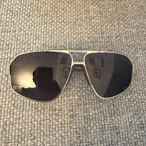 Philipp Plein Black Aviator Sunglasses